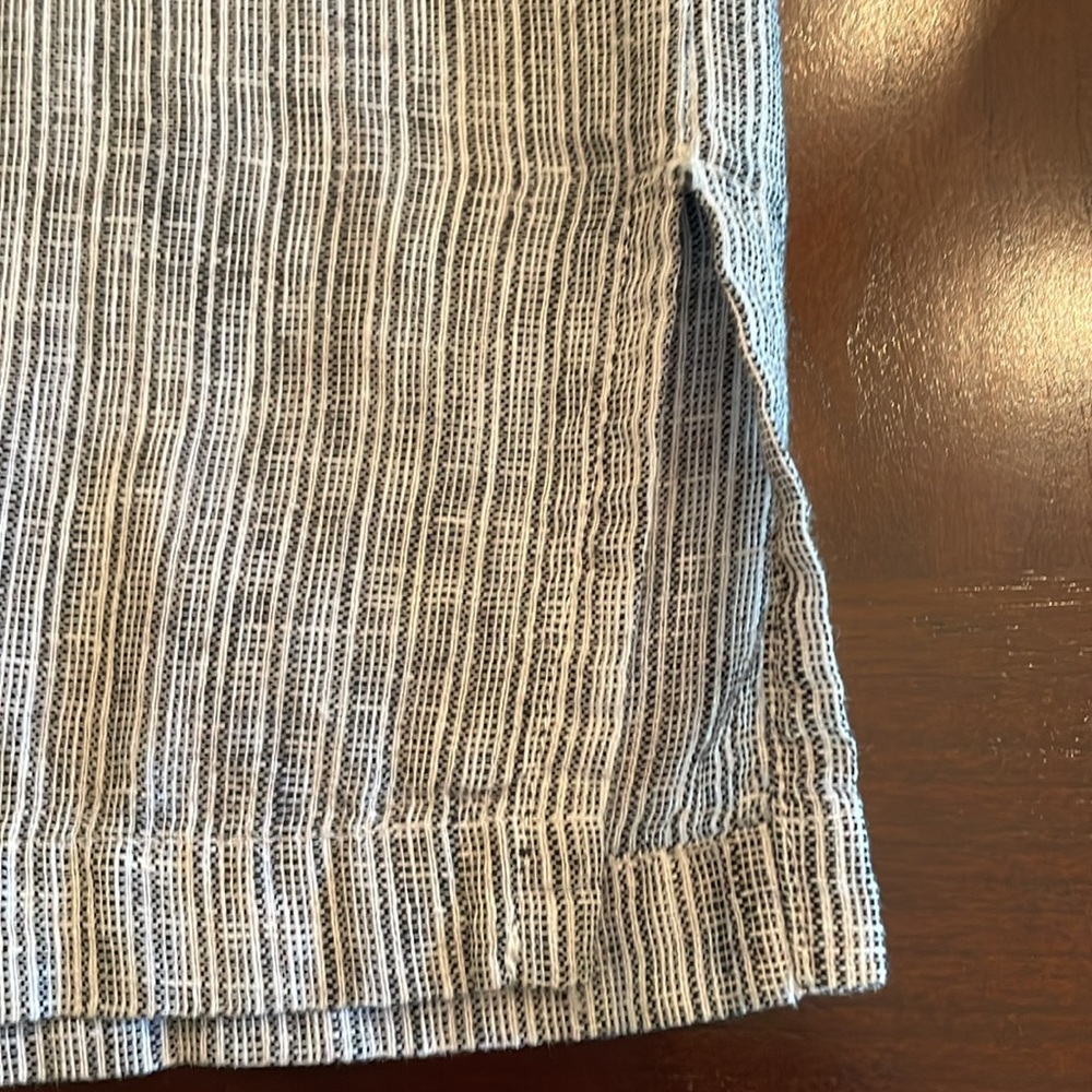 Striped Gray V-Neck Linen blend tunic top - Picture 4 of 5